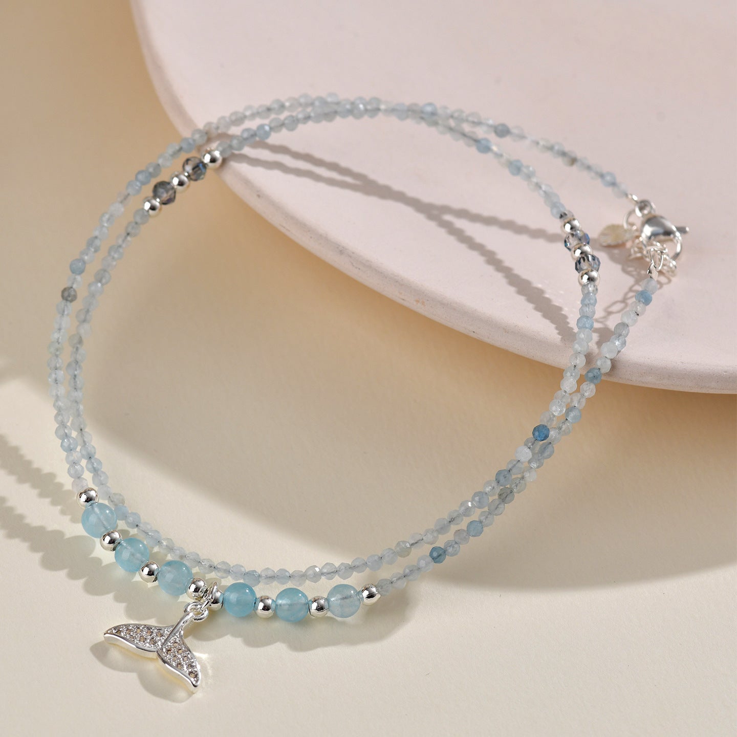 Natural Aquamarine Blue Chalcedony Multi-Layer Bracelet | Spiritual Protection & Elegant Energy