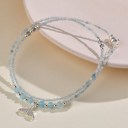 Natural Aquamarine Blue Chalcedony Multi-Layer Bracelet | Spiritual Protection & Elegant Energy