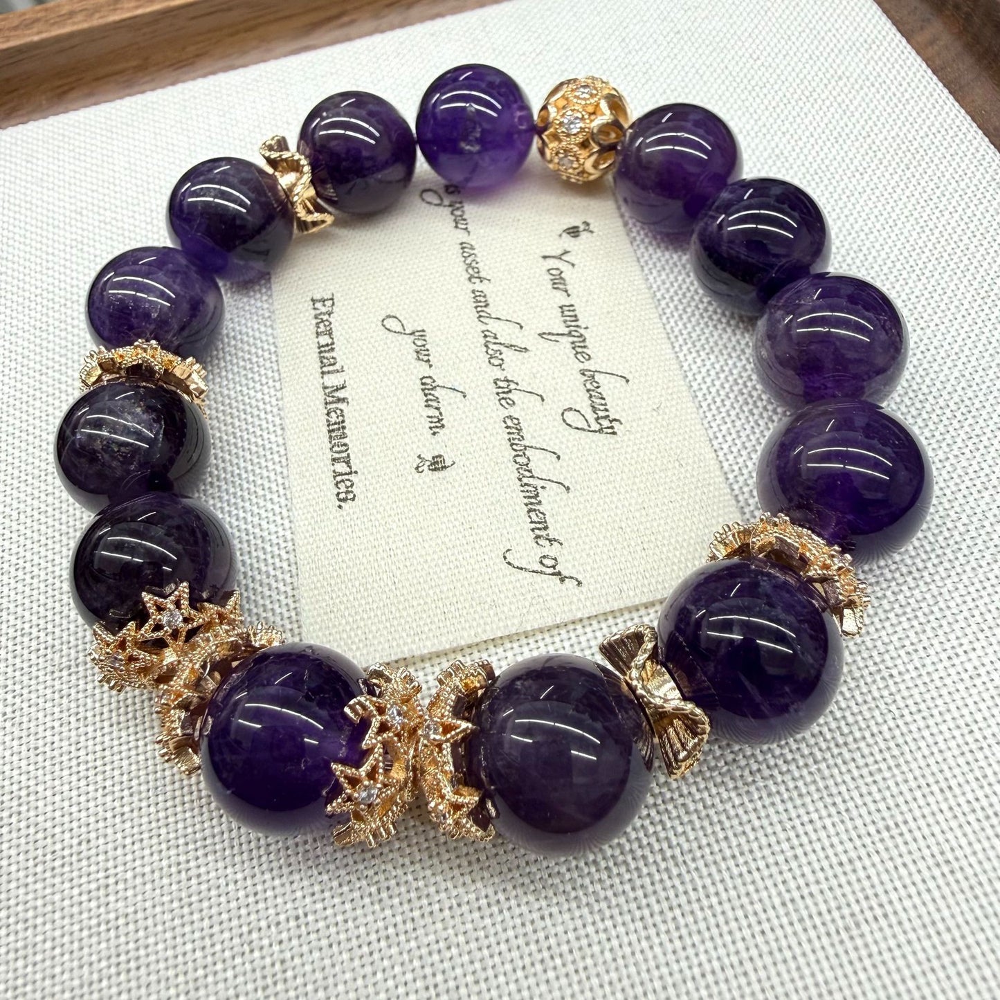 Natural Uruguay Amethyst Large Bead Single Circle Bracelet for Elegant Women
