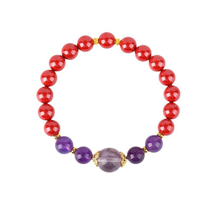 Natural High Content Cinnabar and Amethyst Nine Purple Fire Bracelet for Women - Spiritual Protection & Wealth Attraction