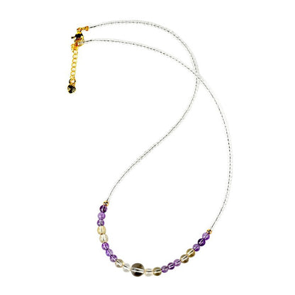 Natural White Crystal Ametrine Collarbone Necklace | Spiritual Balance & Elegant Protection