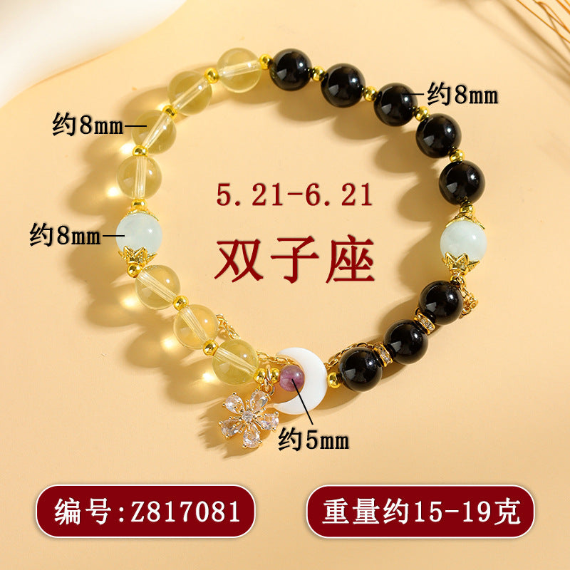 Natural Crystal Zodiac Bracelet - Mystical Astrological Jewelry for Women's Empowerment