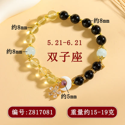 Natural Crystal Zodiac Bracelet - Mystical Astrological Jewelry for Women's Empowerment