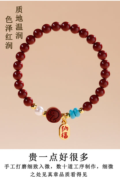 Natural Purple Gold Cinnabar Zodiac Bracelet - Women's Feng Shui Protection & Fortune Talisman