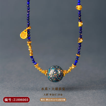 Natural Lacquer Five Elements Crystal Multi-Circle Bracelet & Necklace | Spiritual Balance Energy