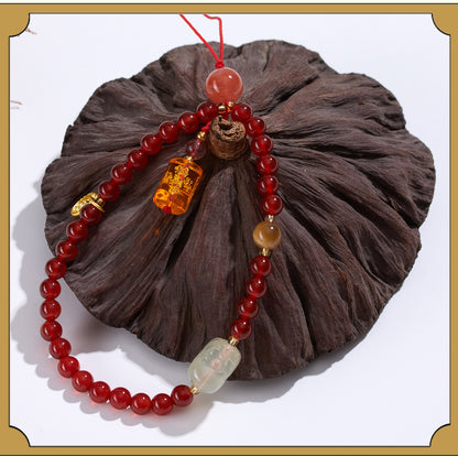Five Elements Natural Crystal Agate Phone Chain Pendant - Balance Energy & Attract Fortune