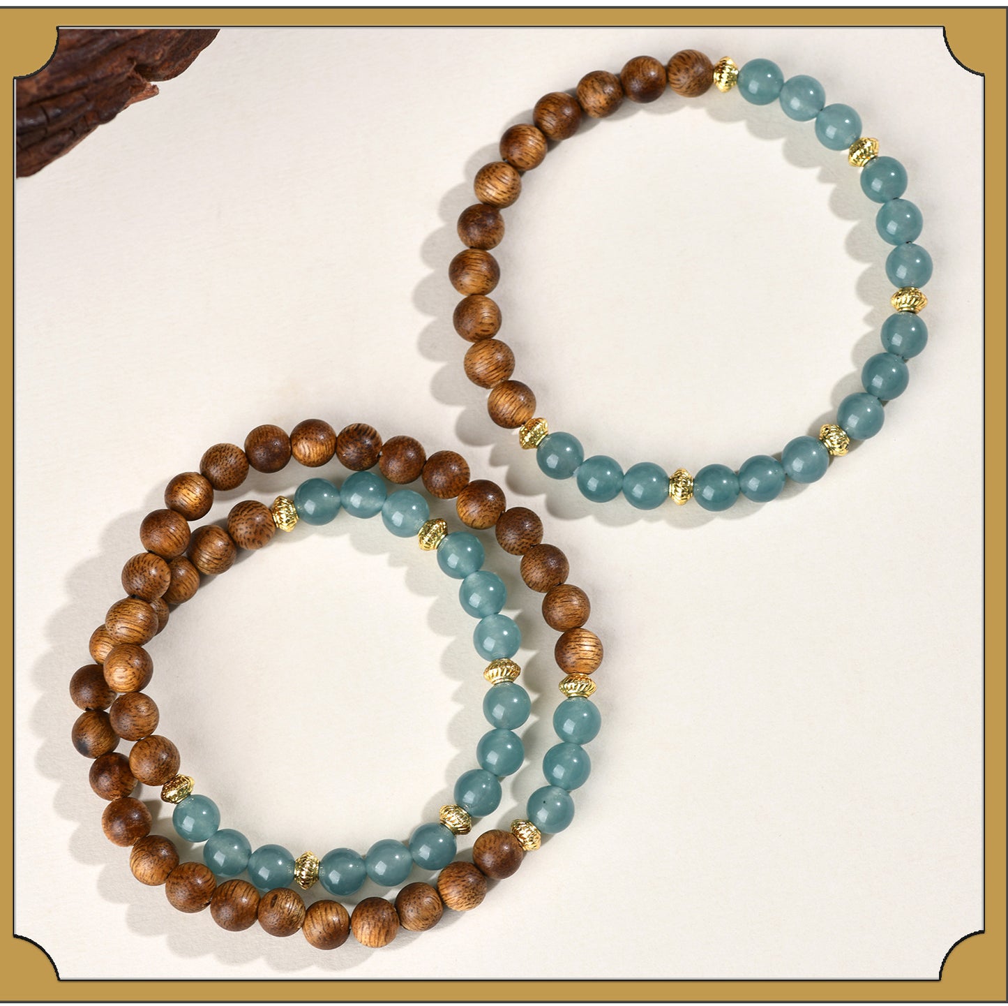 Blue Water Jade Chalcedony Agarwood Buddhist Bracelet | Zen Meditation Beads for Women's Spiritual Protection