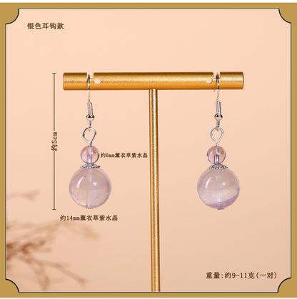 Natural Crystal Earrings | White Amethyst Yellow Tower Crystal Spiritual Energy Women's Jewelry