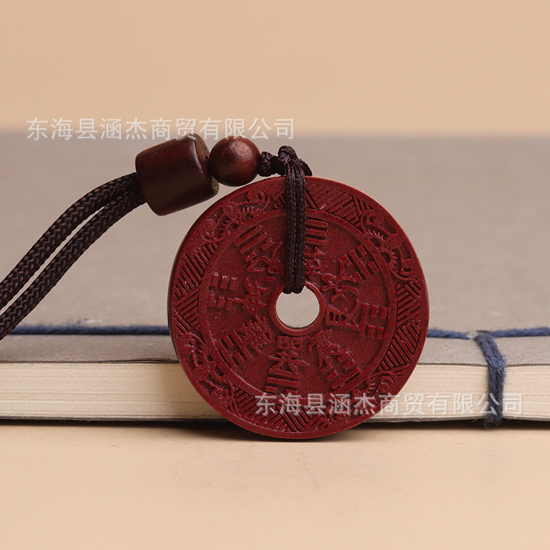 Natural Cinnabar Mountain Ghost Flower Pendant - Purple Gold Sand Raw Ore Amulet for Protection and Fortune