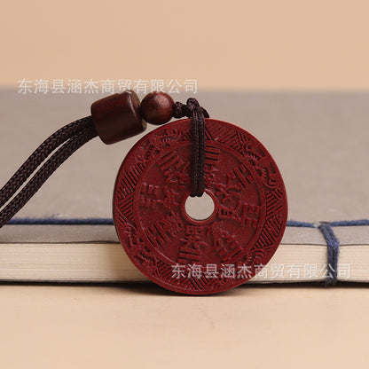 Natural Cinnabar Mountain Ghost Flower Pendant - Purple Gold Sand Raw Ore Amulet for Protection and Fortune