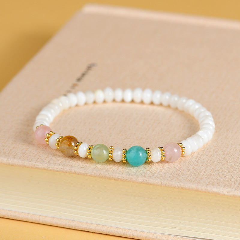 Five Elements Shell Bead Crystal Bracelet | Harmony & Wealth Talisman for Women