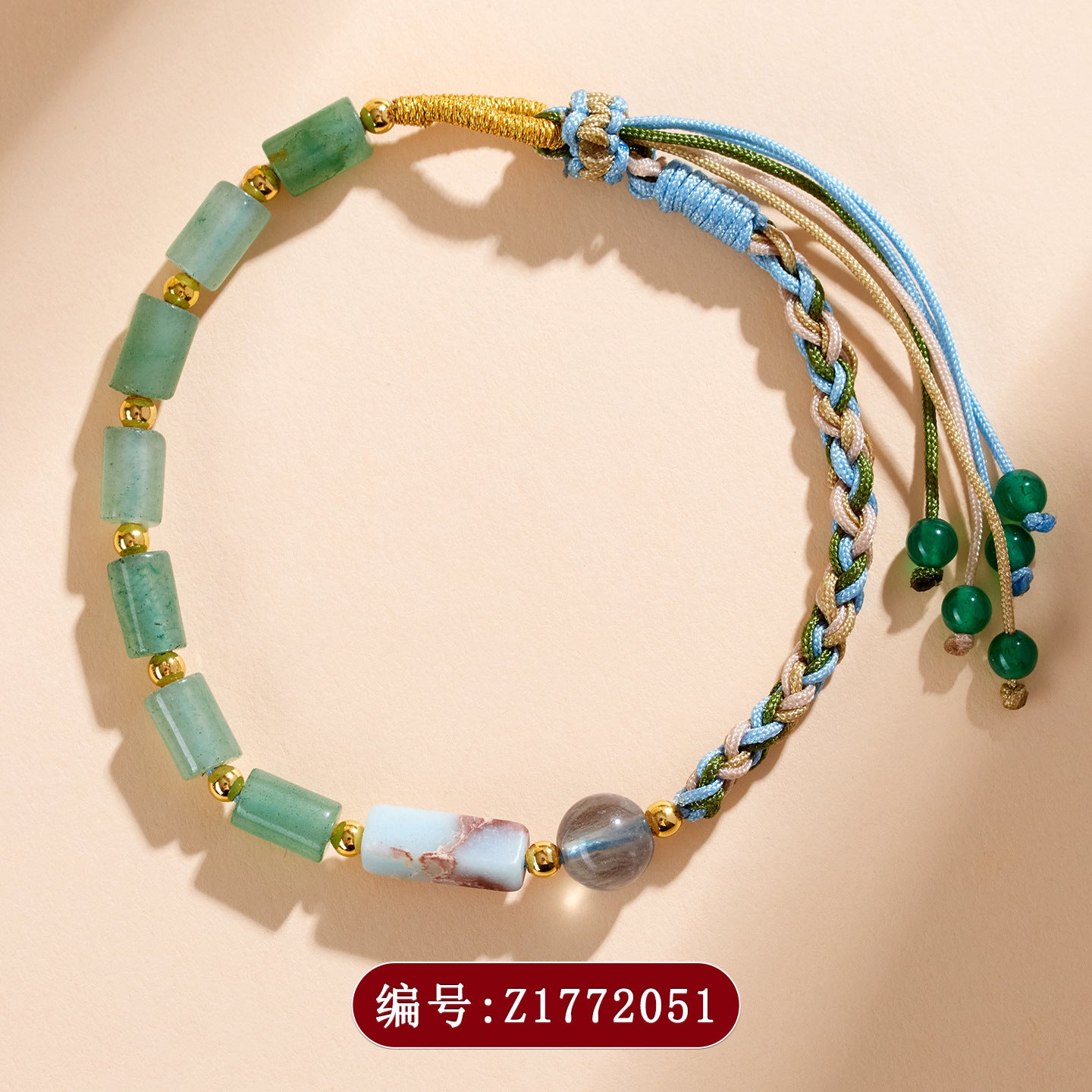 Natural Green Dongling Jade Handwoven Bracelet | Chinese Style Spiritual Protection Jewelry