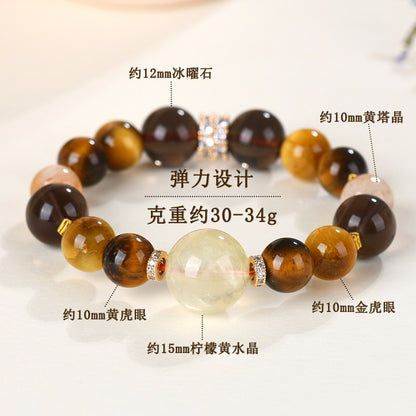 Golden Tiger Eye Natural Crystal Lucky Bracelet for Zodiac Year Protection and Wealth