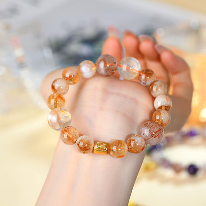 Natural Crystal Lucky Bracelet with Yellow Tower & Super Seven | Wealth & Protection Amulet