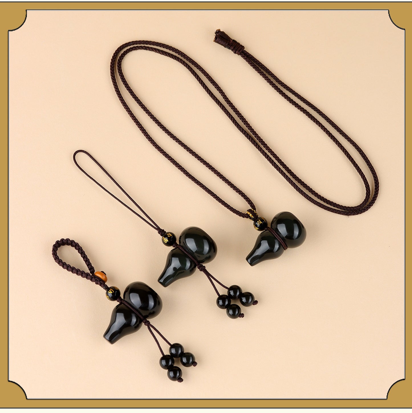 Rainbow Obsidian Gourd Pendant - Chinese Style Protection Amulet for Phone & Keys