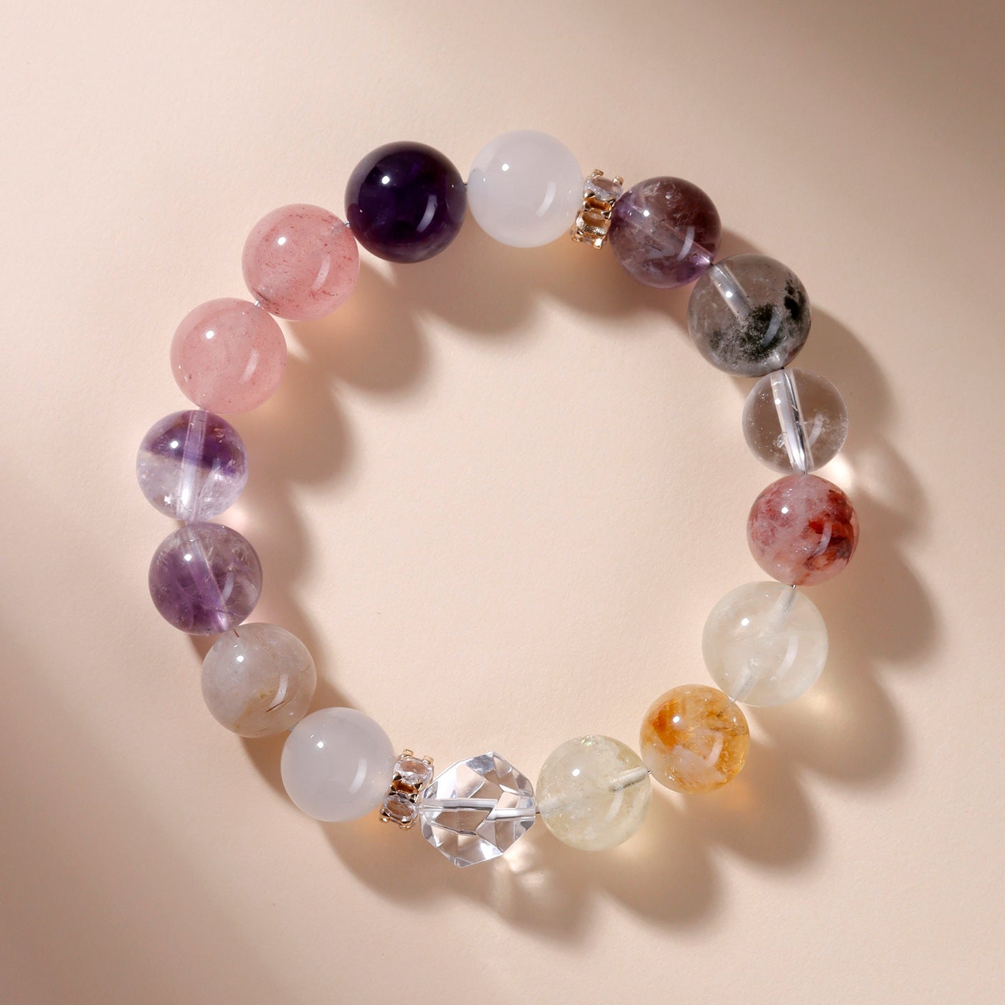 Twelve Zodiac Natural Crystal Multi-Gem Bracelet – Mystical Fortune & Spiritual Harmony Charm