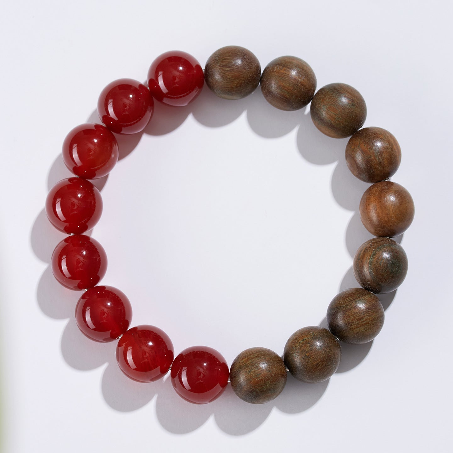 Natural Green Sandalwood Red Agate Bracelet | Spiritual Protection & Wealth Luck Charm