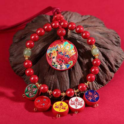 Imperial Red Cinnabar Five Directions God of Wealth Car Hanging for Prosperity and Safe Travels