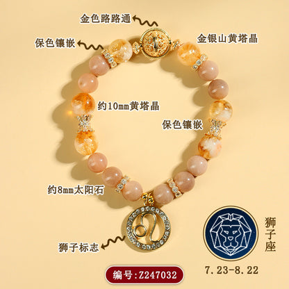 Twelve Zodiac Natural Crystal Multi-Gem Bracelet | Astrological Harmony & Spiritual Elegance