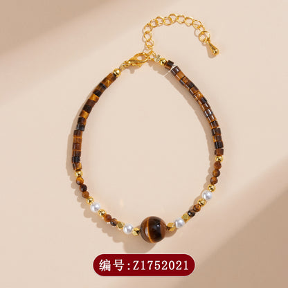 Natural Tiger Eye Stone Bracelet - Courage & Wealth Amulet for Women