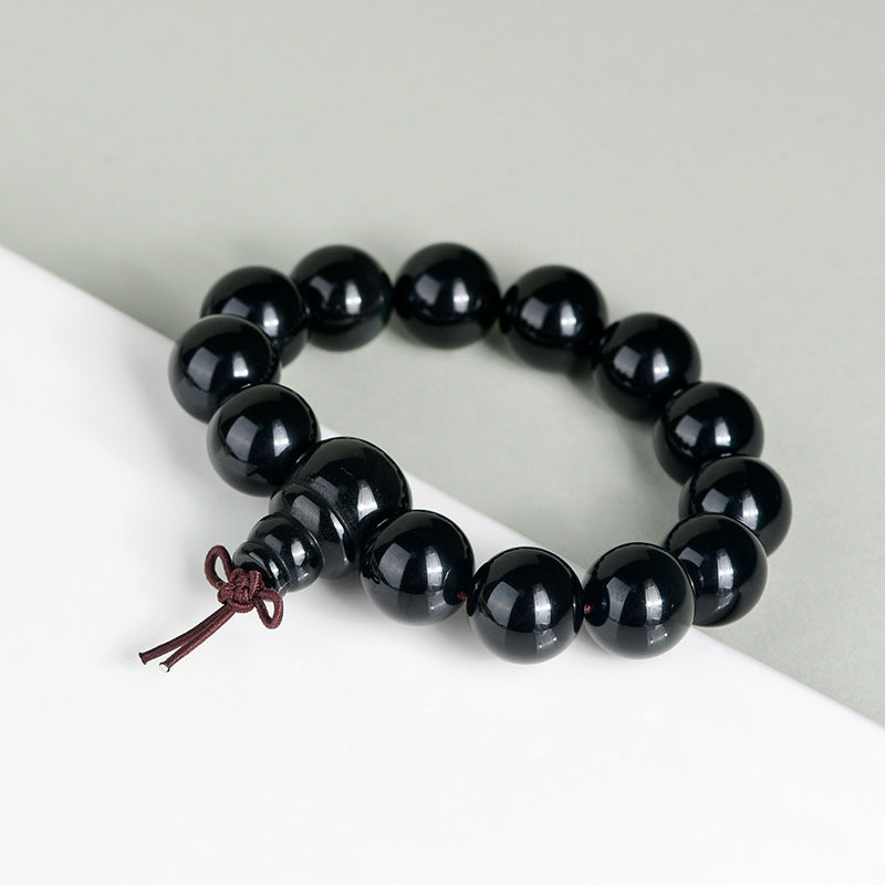 Natural Double Color Eye Obsidian Buddha Beads Bracelet - Spiritual Protection for Couples
