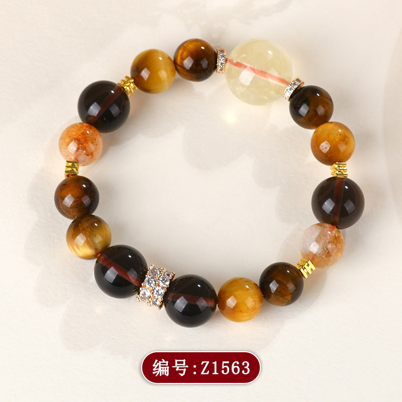 Golden Tiger Eye Natural Crystal Lucky Bracelet for Zodiac Year Protection and Wealth
