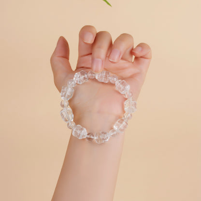 Natural White Crystal Gourd Bracelet | Fulu Blessing Ice Transparent Spiritual Jewelry