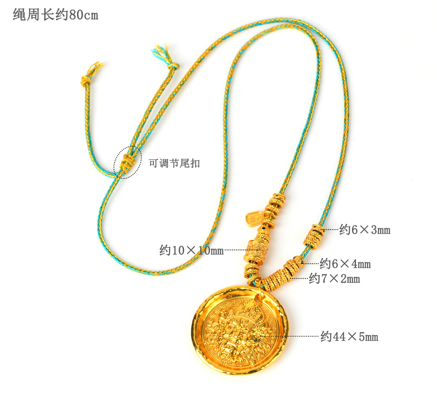 Golden Wealth God Tibetan Style Pendant Necklace - Prosperity and Protection Amulet