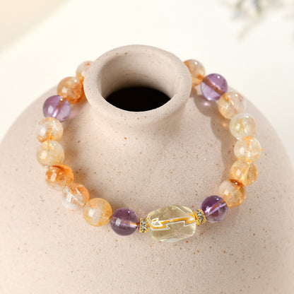 Natural Yellow Pagoda Crystal Bracelet | Wealth & Protection Talisman for Women