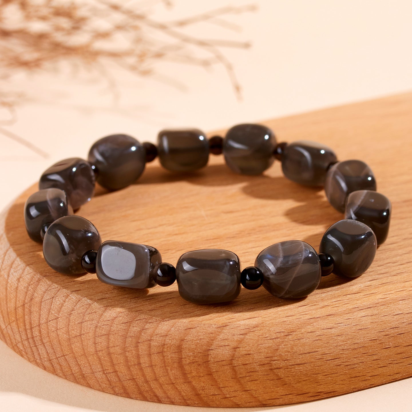 Natural Gray Moonstone Sugar Cube Bracelet | Mystical Protection & Feminine Elegance