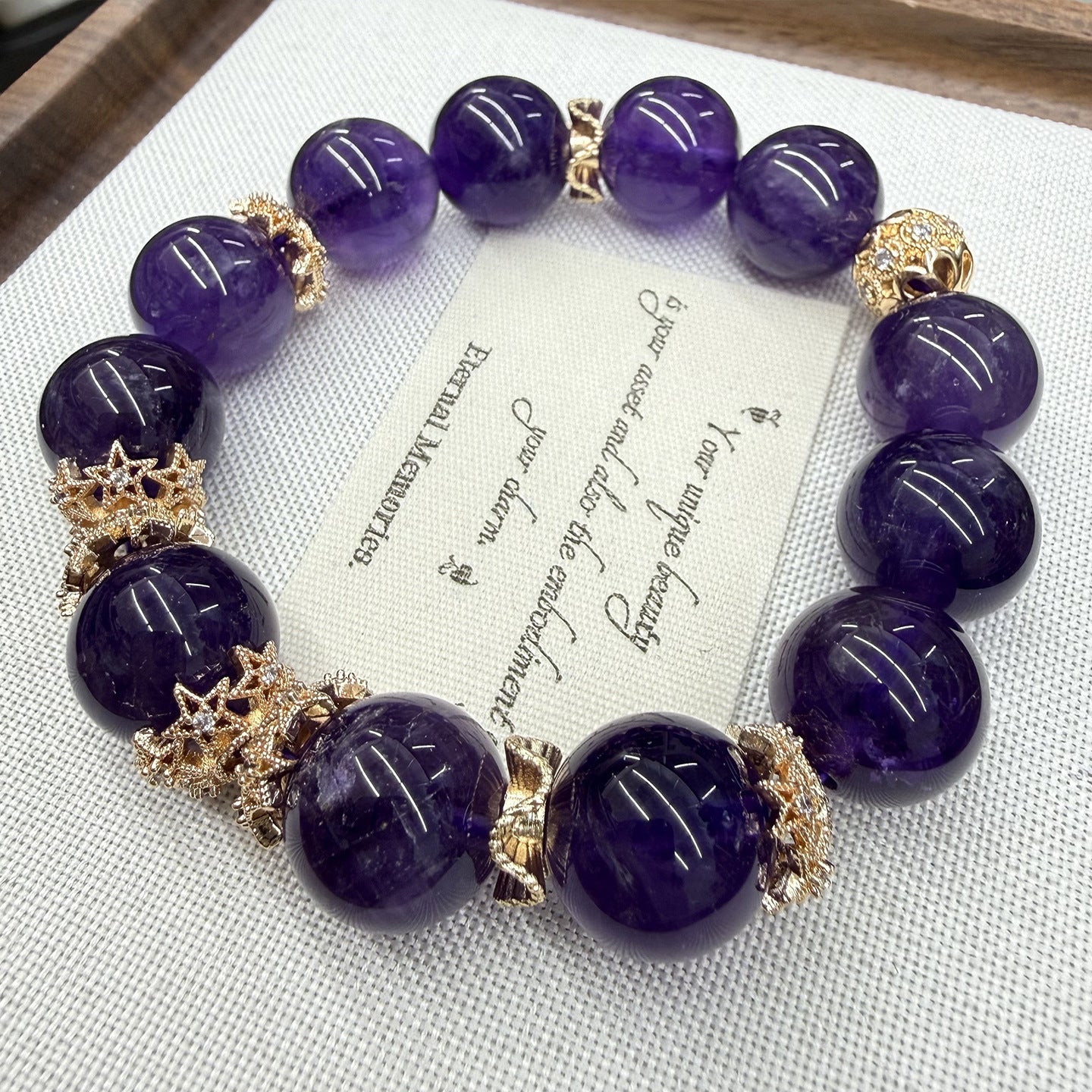 Natural Uruguay Amethyst Large Bead Single Circle Bracelet for Elegant Women