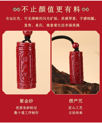 Natural Purple Gold Cinnabar Shurangama Mantra Pendant Necklace - Spiritual Protection & Fortune Charm