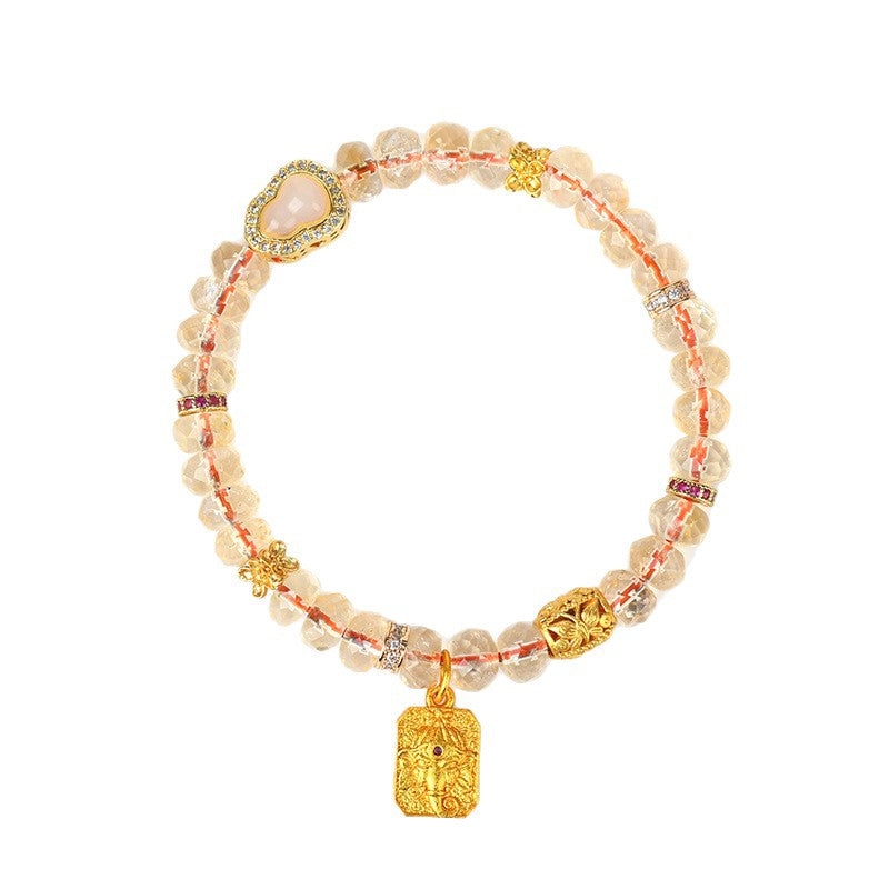 Natural Yellow Crystal Faceted Bead Bracelet | Lucky Charm for Wealth & Positivity