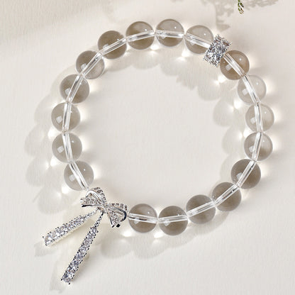 Natural White Crystal Bow Bracelet Set | Purifying Energy & Elegant Fashion Jewelry for Women