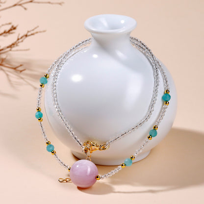 Natural White Crystal Purple Spodumene Adjustable Necklace | Spiritual Energy & Elegant Design