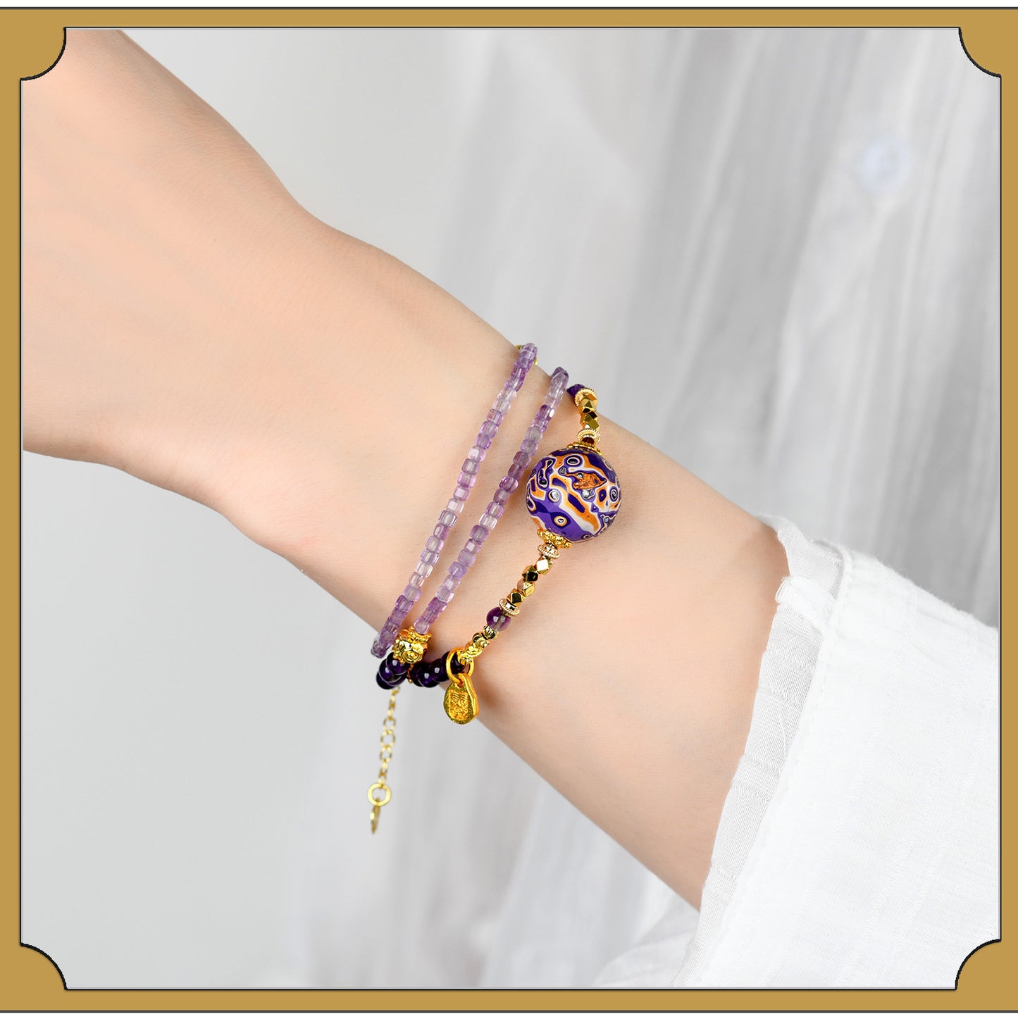 Natural Lacquer Five Elements Crystal Multi-Circle Bracelet & Necklace | Spiritual Balance Energy