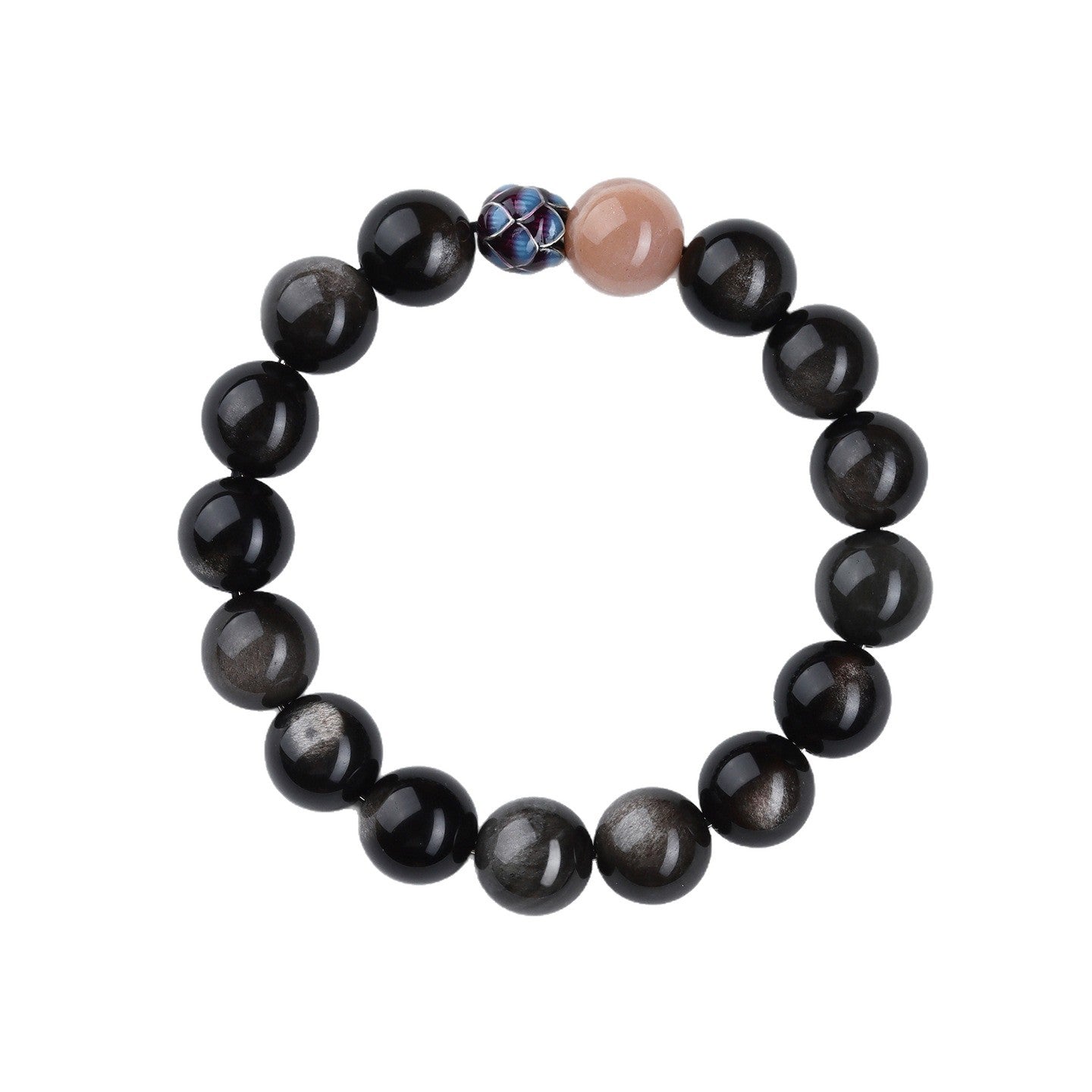 Natural Obsidian Sunstone Couple's Meditation Bracelet | Protection & Harmony Energy