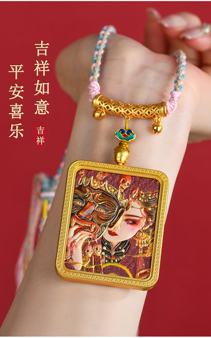 Purple Gold Cinnabar Past Life Present Life Thangka Pendant | Tibetan Hand-woven Spiritual Necklace