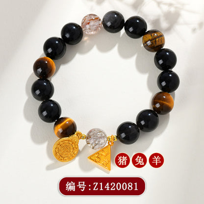 Natural Crystal Three-in-One Twelve Zodiac Bracelet 2025 - Couple's Spiritual Harmony Amulet