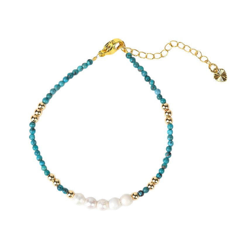 Adjustable Turquoise Pearl Bracelet for Women - Spiritual Elegance and Protection