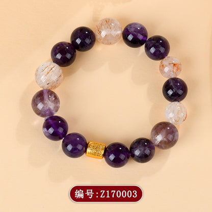 Natural Amethyst Super Seven Bracelet with Black Gold | Elegant Spiritual Jewelry for Women
