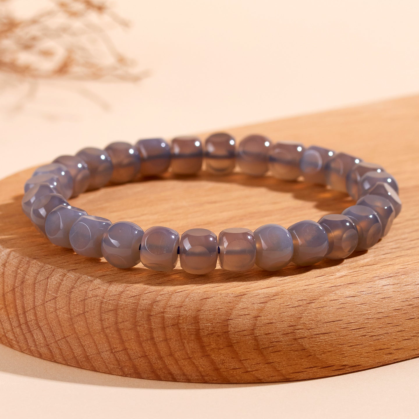 Mystical Gray Agate Sugar Cube Bracelet for Women - Harmony, Protection and Elegance