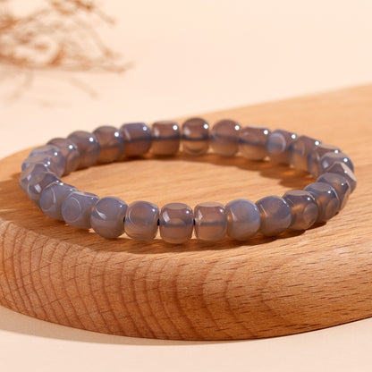 Mystical Gray Agate Sugar Cube Bracelet for Women - Harmony, Protection and Elegance