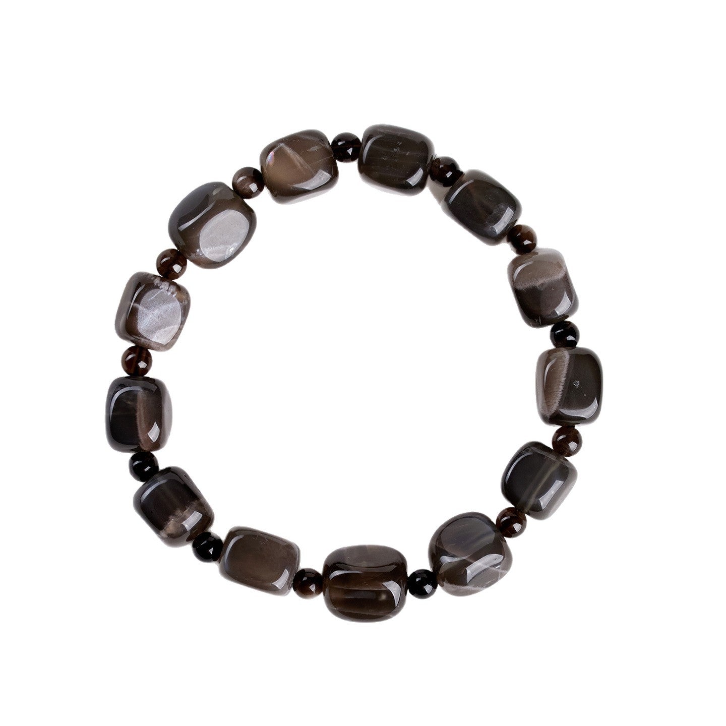 Natural Gray Moonstone Sugar Cube Bracelet | Mystical Protection & Feminine Elegance