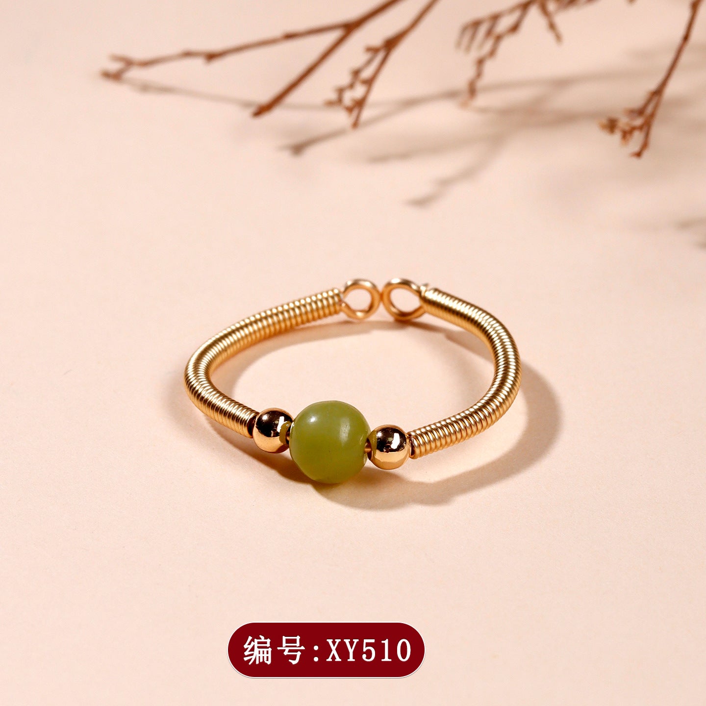 Handmade Crystal Agate Ring with Yellow Rutilated Quartz and Moonstone - Open Wire Wrapped Design for Wealth and Protection