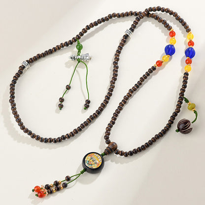 Antique Buddhist Prayer Beads Necklace with Agarwood and Red Sandalwood - Spiritual Meditation Accessory