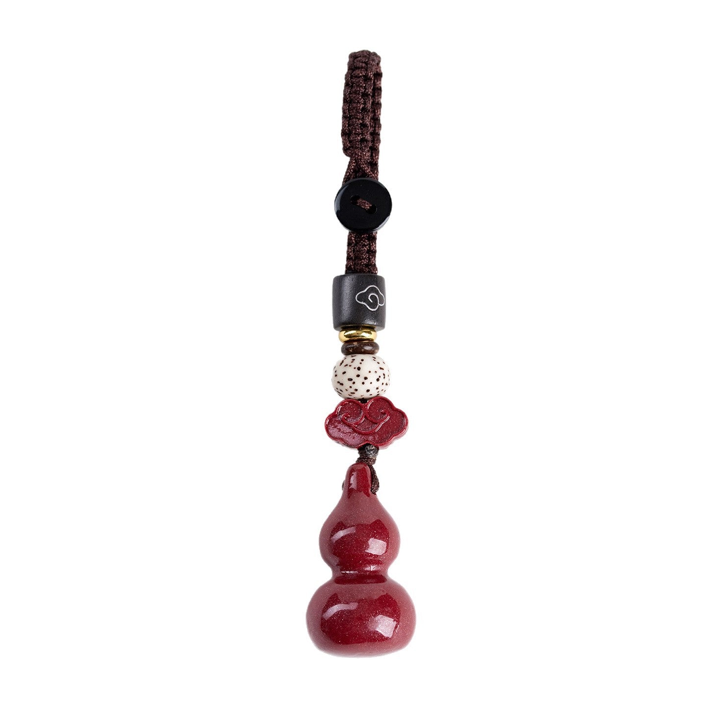 Natural Purple Gold Cinnabar Gourd Keychain - Spiritual Protection & Wealth Charm for Car and Bag