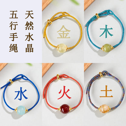 Natural Crystal Five Elements Balance Bracelet for Harmony and Luck