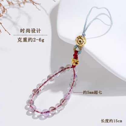 Natural Super Seven Amethyst Phone Chain Pendant – Spiritual Protection & Elegant Energy