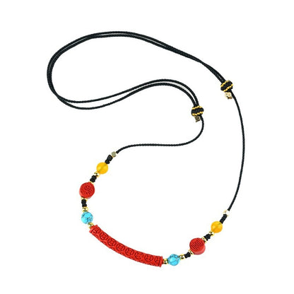 Natural Cinnabar Copper Coin Pendant Necklace | Protective Wealth Retro Spiritual Chain